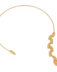 Colar Choker Rígida Com Abertura Frontal E Folhas De Trigo Dourado